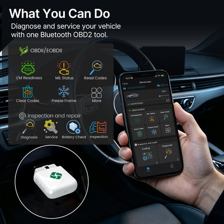 DFirst 201BT professional Bluetooth OBD2 scanner lets you diagnose and service your car by yourself.