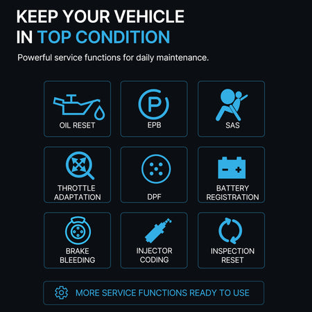 DFirst OBD2 tool performing service reset to clear maintenance reminders