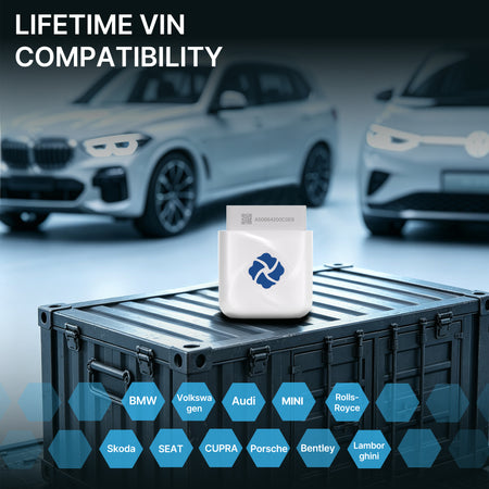 DFirst 201BT FD OBD2 scanner provides lifetime VIN for BMW Group and VAG vehicles