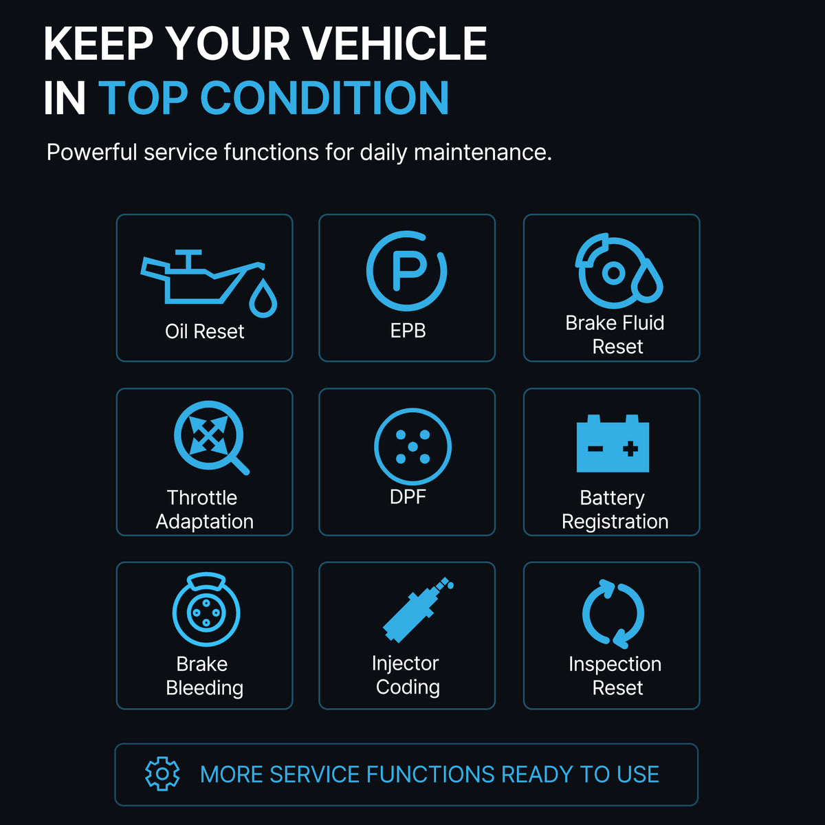 DFirst OBD2 tool performing service reset to clear maintenance reminders