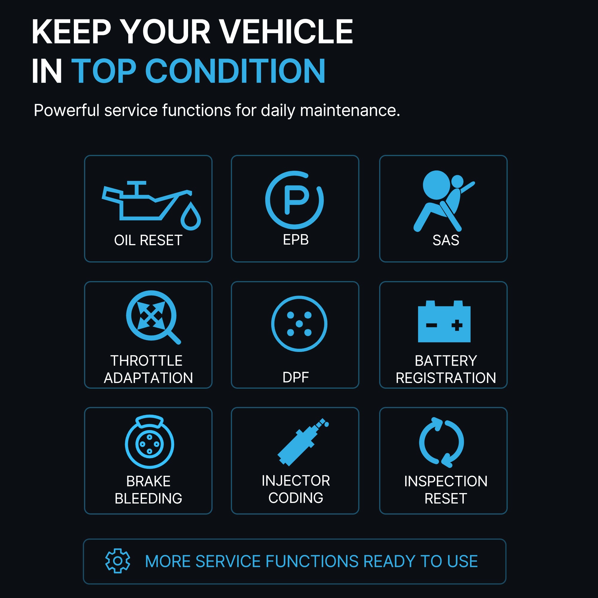 DFirst OBD2 tool performing service reset to clear maintenance reminders